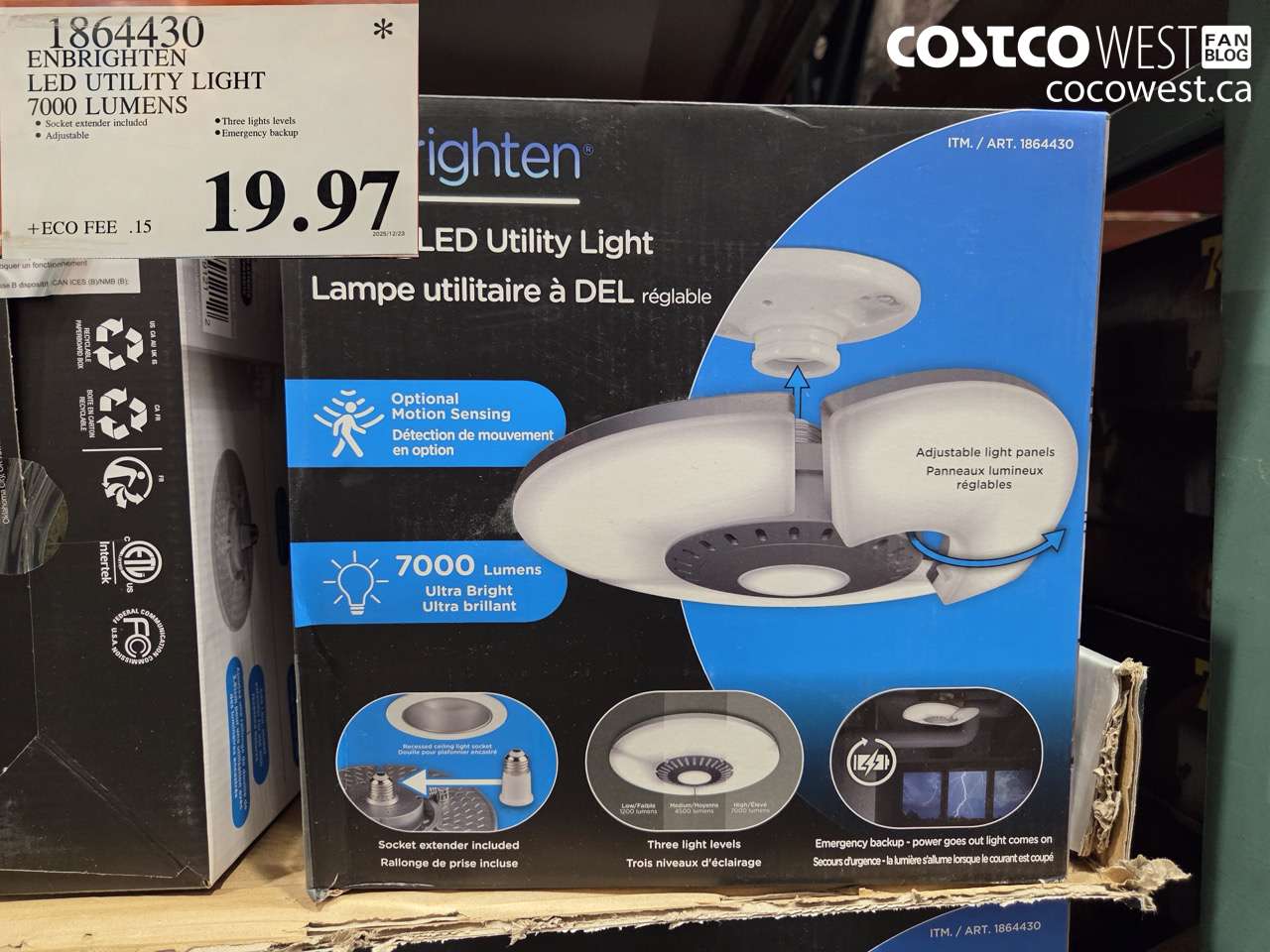 1864430 ENBRIGHTEN LED UTILITY LIGHT 7000 LUMENS $19.97