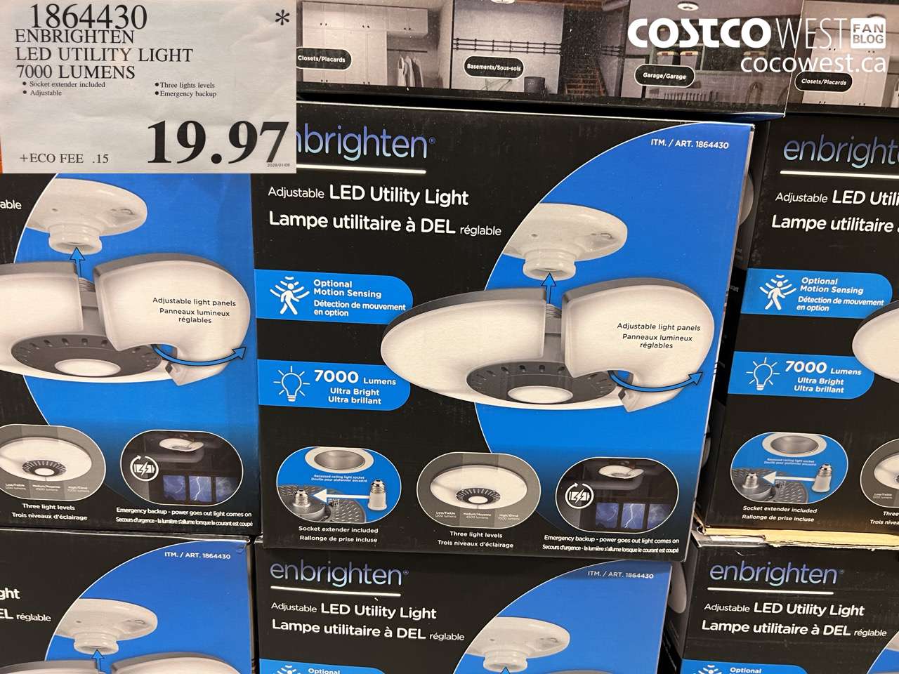 1864430 ENBRIGHTEN LED UTILITY LIGHT 7000 LUMENS $19.97