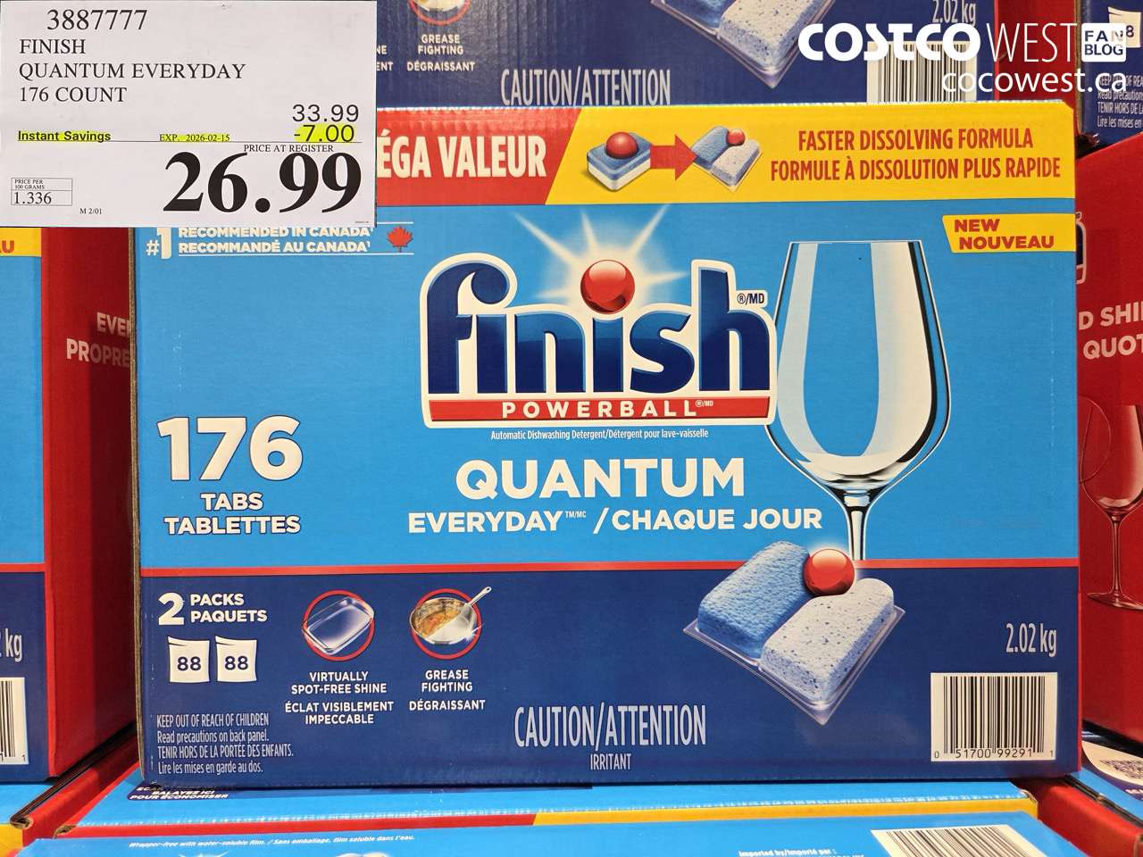 3887777 FINISH QUANTUM EVERYDAY 176 COUNT ($7.00 INSTANT SAVINGS EXPIRES ON 2026-02-15) $26.99