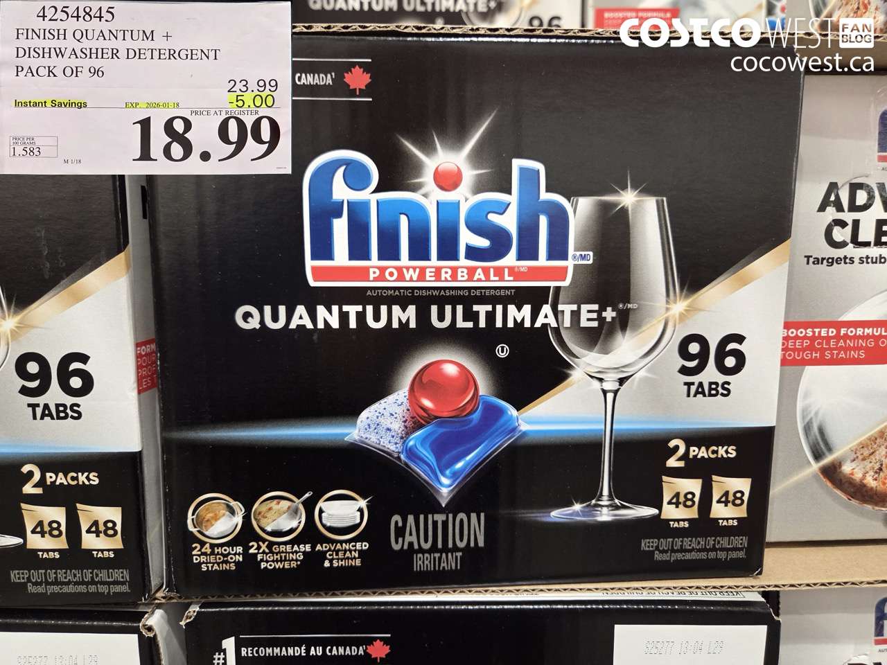 4254845 FINISH QUANTUM PLUS DISHWASHER DETERGENT 96 TABS ($5.00 INSTANT SAVINGS EXPIRES ON 2026-01-18) $18.99
