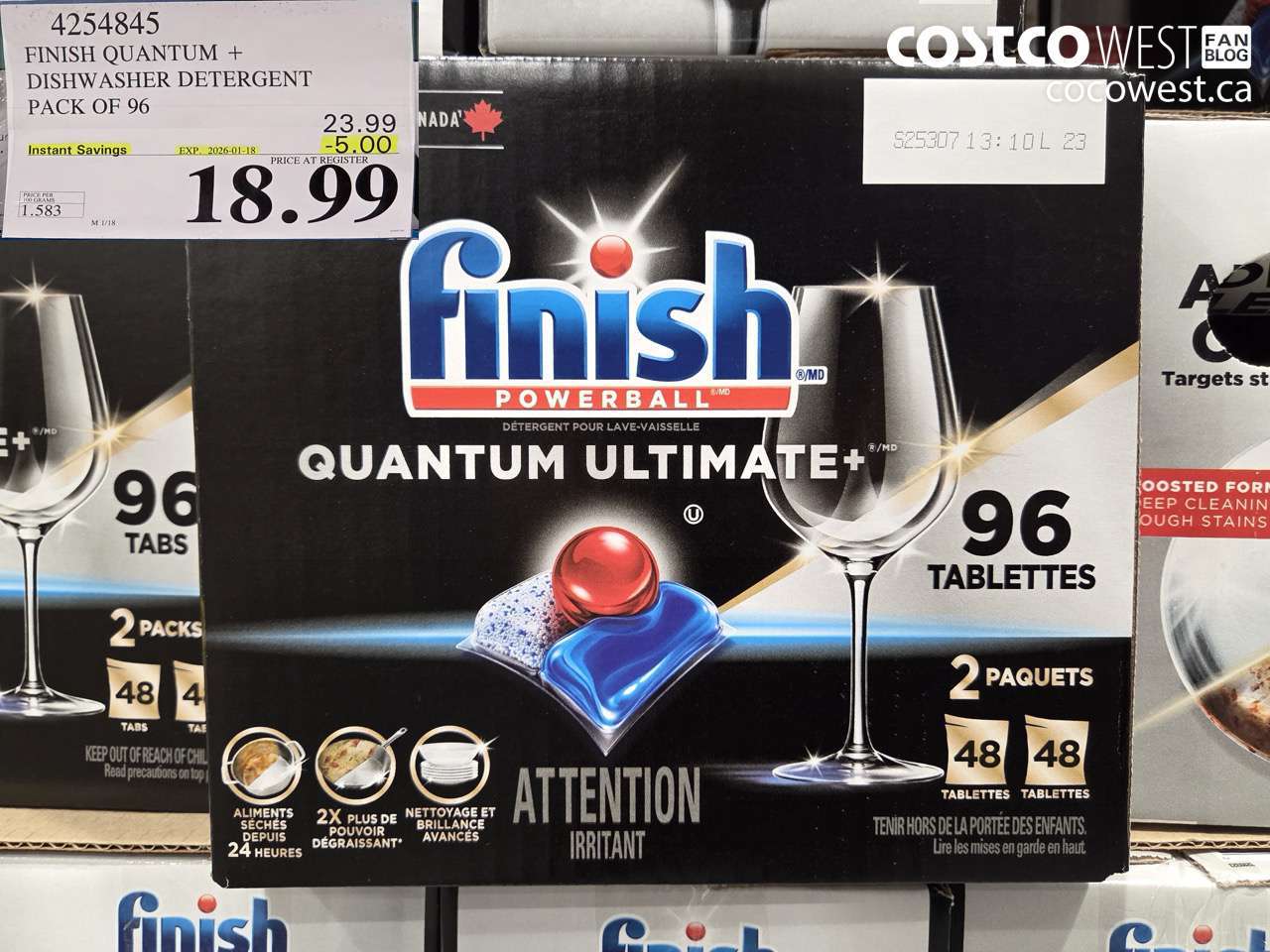 4254845 FINISH QUANTUM PLUS DISHWASHER DETERGENT 96 TABS ($5.00 INSTANT SAVINGS EXPIRES ON 2026-01-18) $18.99