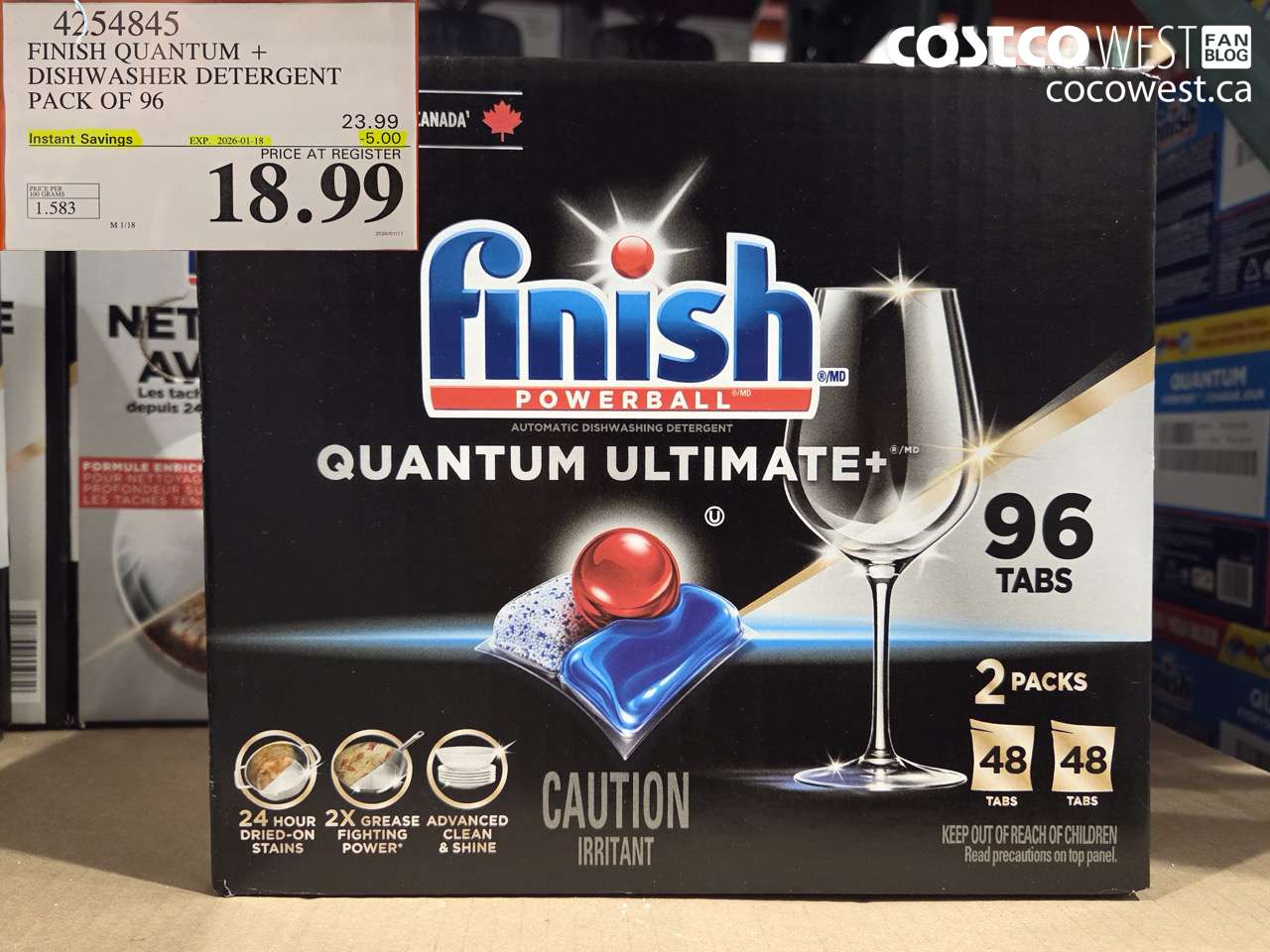 4254845 FINISH QUANTUM PLUS DISHWASHER DETERGENT 96 TABS ($5.00 INSTANT SAVINGS EXPIRES ON 2026-01-18) $18.99