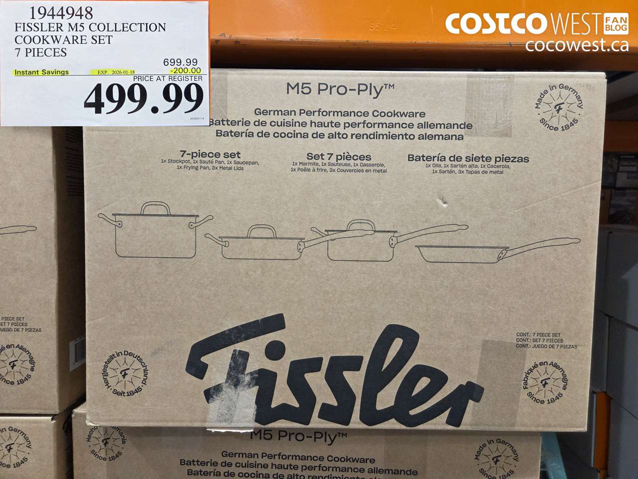 1944948 FISSLER M5 COLLECTION COOKWARE SET 7 PIECES ($200.00 INSTANT SAVINGS EXPIRES ON 2026-01-18) $499.99