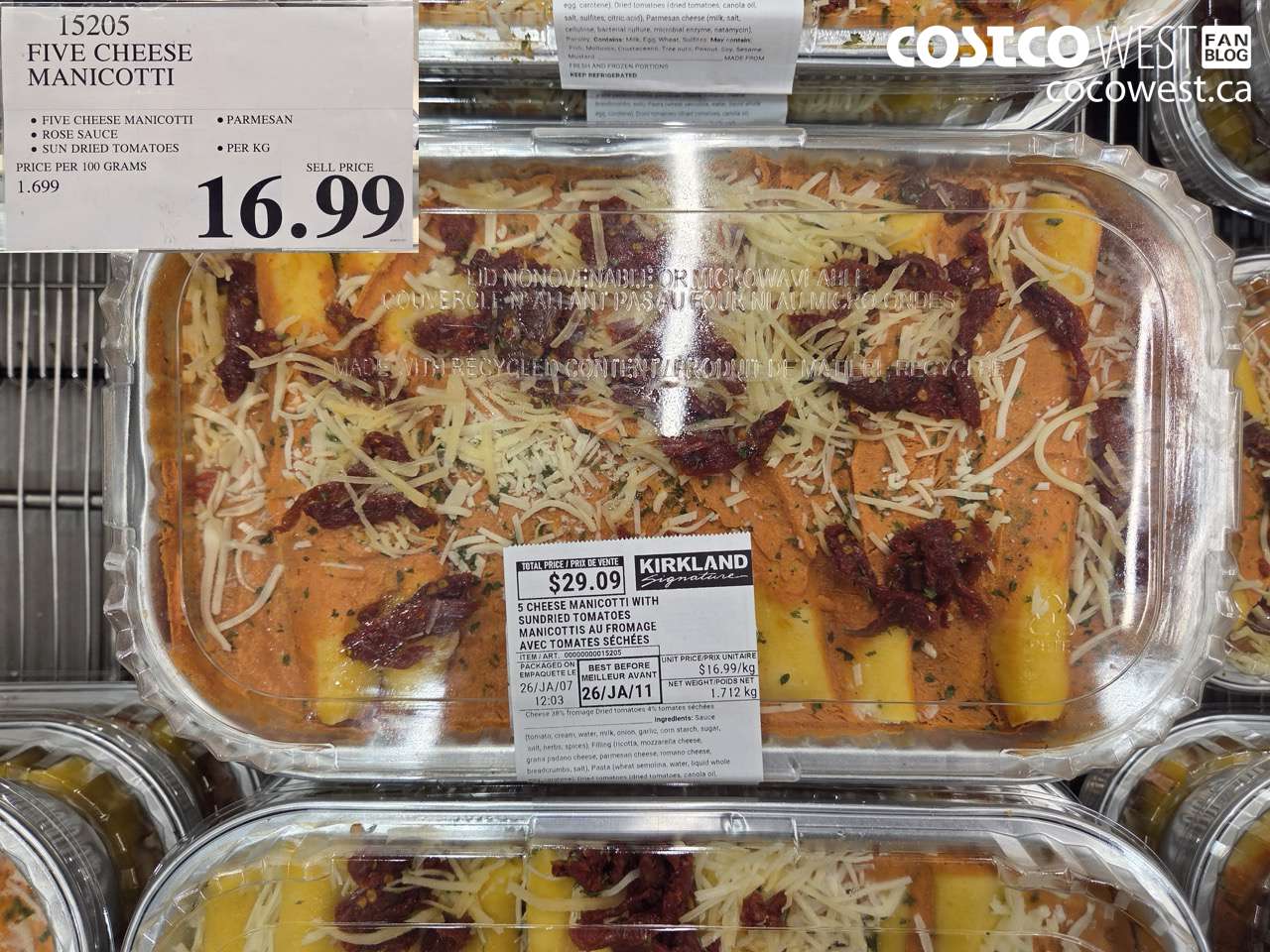15205 FIVE CHEESE MANICOTTI $16.99