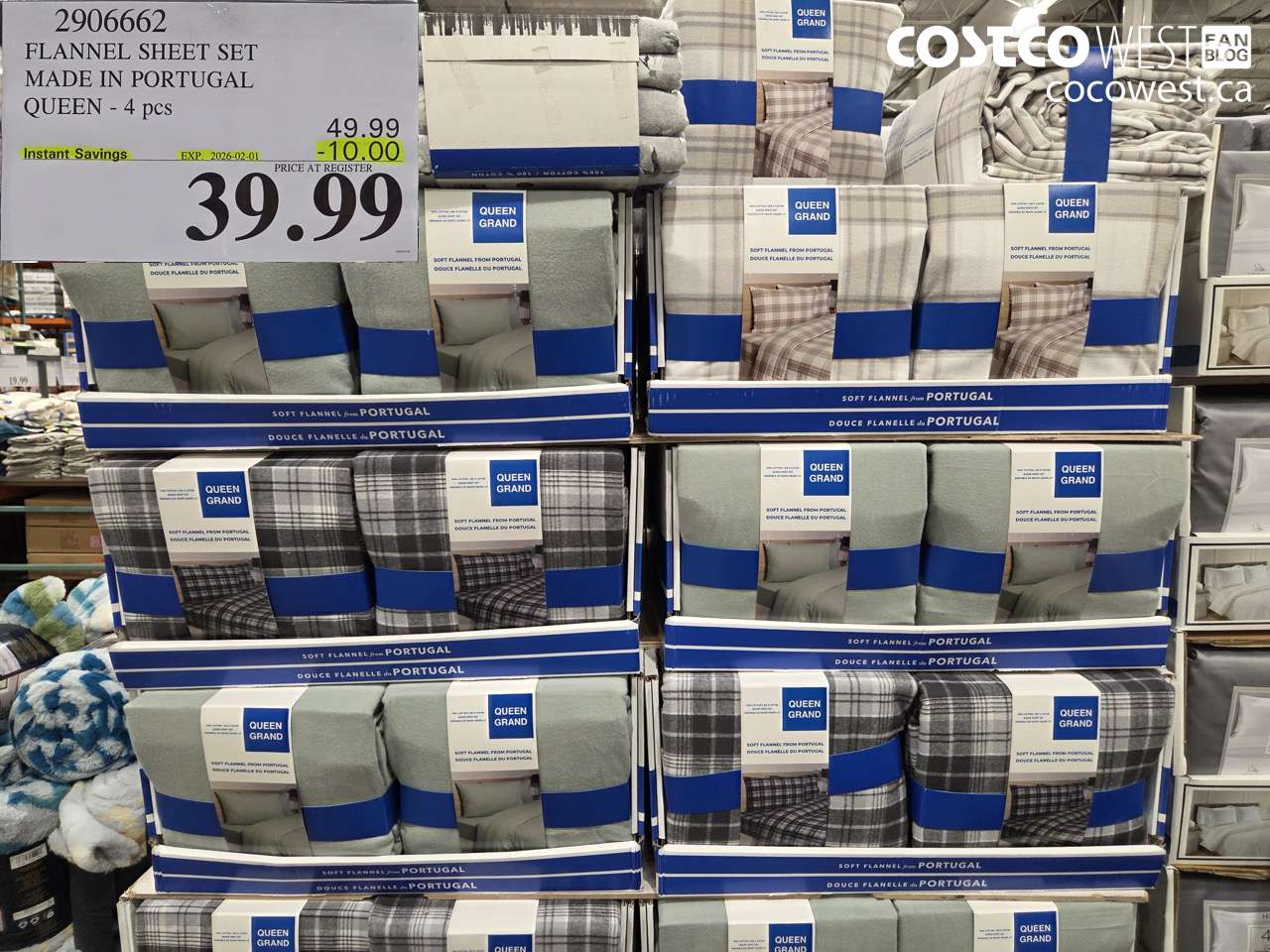 2906662 FLANNEL SHEET SET MADE IN PORTUGAL QUEEN 4PC ($10.00 INSTANT SAVINGS EXPIRES ON 2026-02-01) $39.99