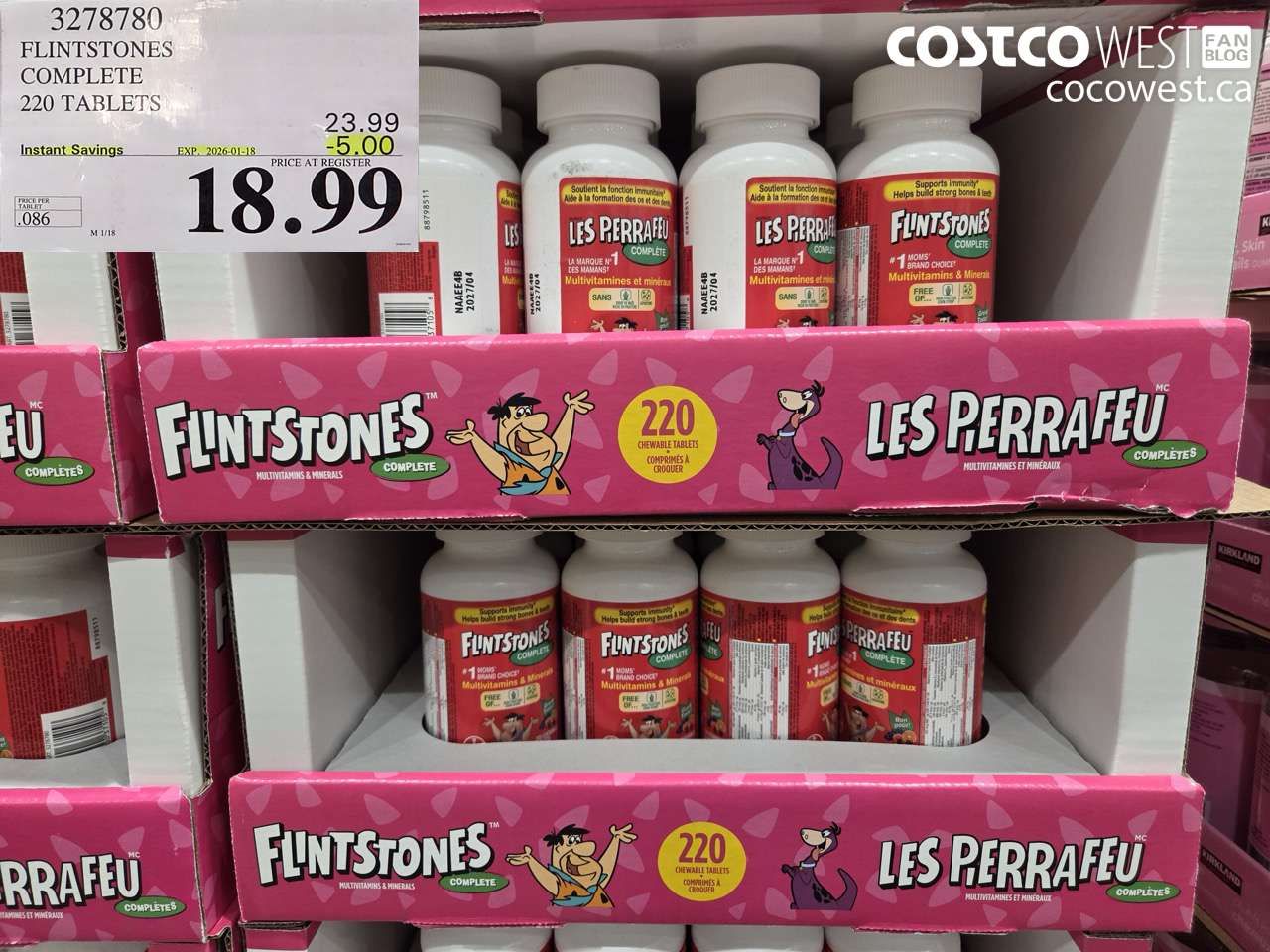 3278780 FLINTSTONES COMPLETE CHILDREN'S VITAMINS 220 TABLETS ($5.00 INSTANT SAVINGS EXPIRES ON 2026-01-18) $18.99