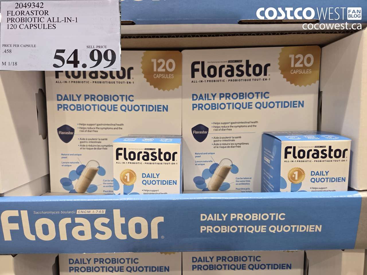 2049342 FLORASTOR PROBIOTIC ALL-IN-1 120 CAPSULES $54.99