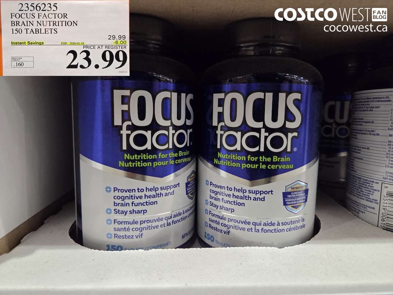 2356235 FOCUS FACTOR ADULT 150 TABLETS ($6.00 INSTANT SAVINGS EXPIRES ON 2026-01-18) $23.99