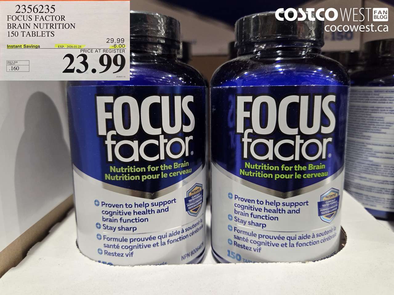 2356235 FOCUS FACTOR ADULT 150 TABLETS ($6.00 INSTANT SAVINGS EXPIRES ON 2026-01-25) $23.99