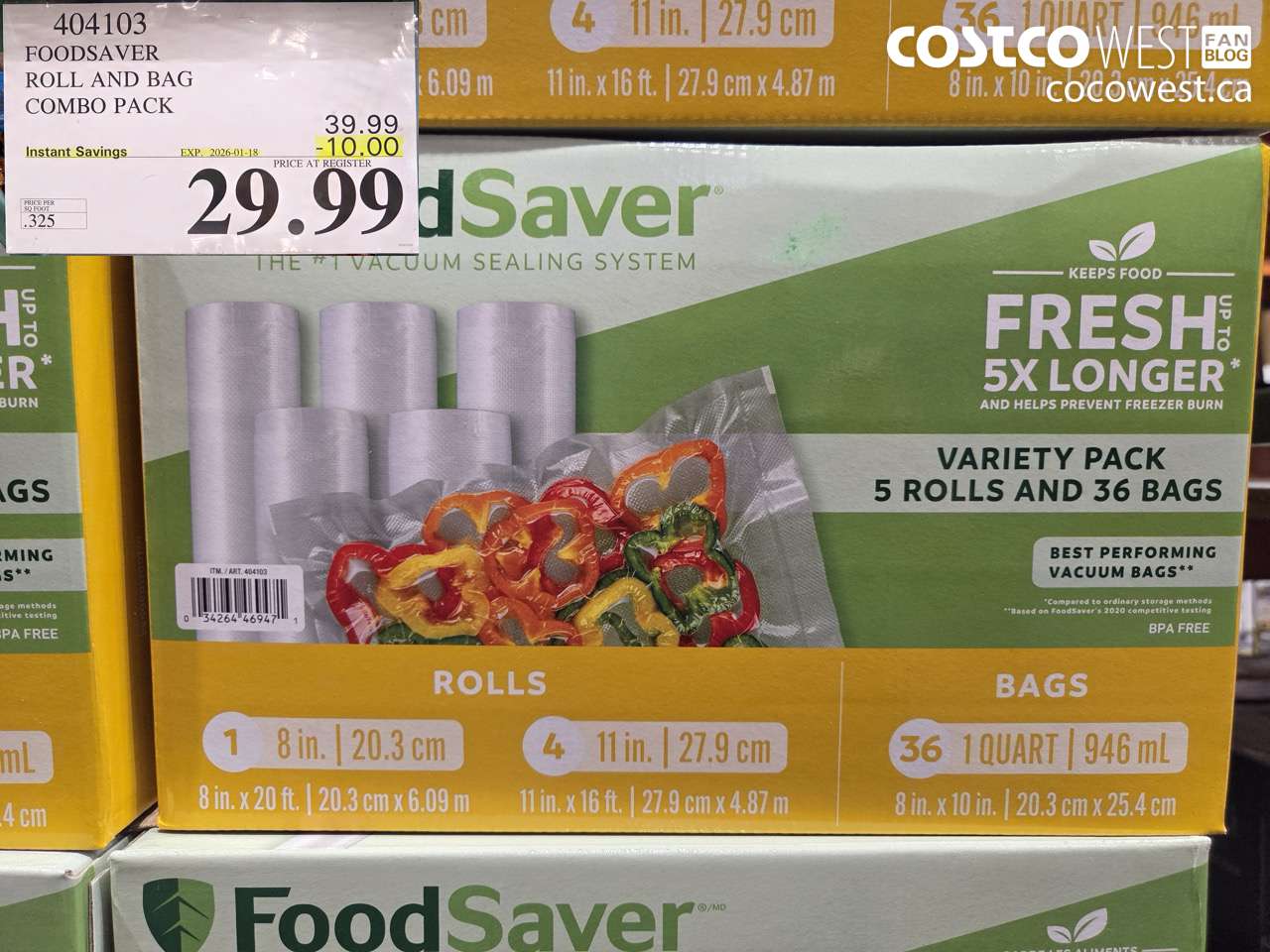404103 FOODSAVER ROLLS AND PRE-CUT BAGS ($10.00 INSTANT SAVINGS EXPIRES ON 2026-01-18) $29.99