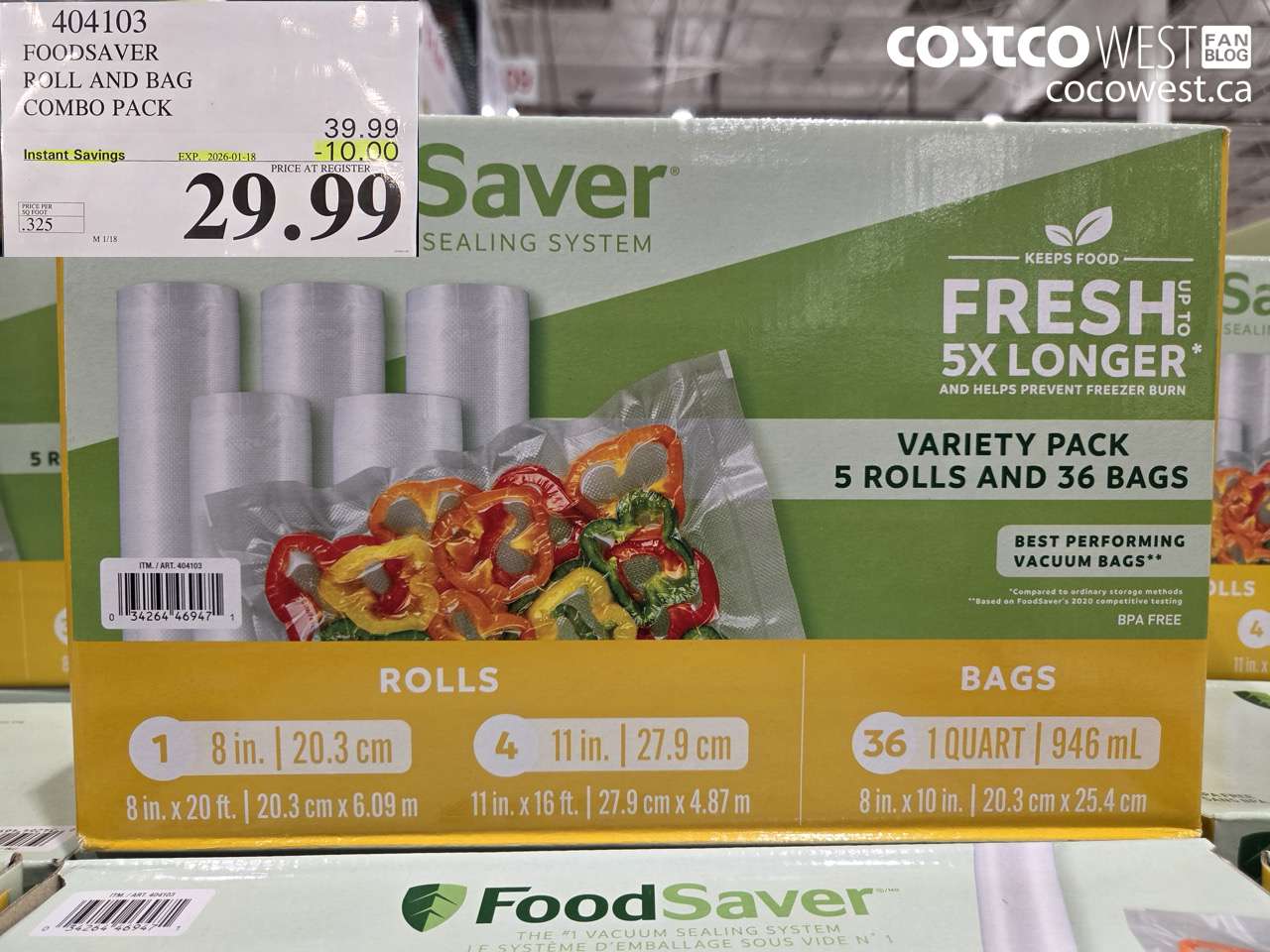 404103 FOODSAVER ROLLS AND PRE-CUT BAGS ($10.00 INSTANT SAVINGS EXPIRES ON 2026-01-18) $29.99