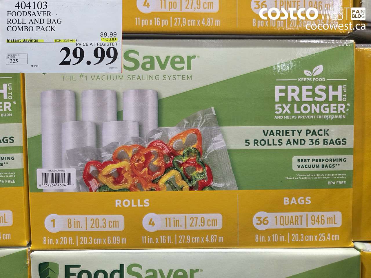 404103 FOODSAVER ROLLS AND PRE-CUT BAGS ($10.00 INSTANT SAVINGS EXPIRES ON 2026-01-18) $29.99