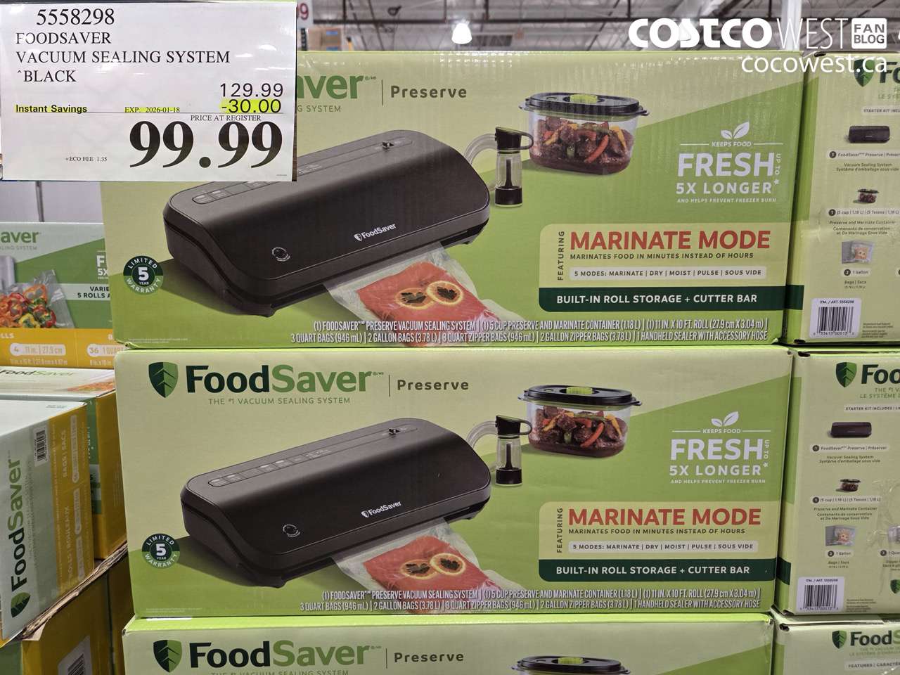 5558298 FOODSAVER VACUUM SEALING SYSTEM BLACK ($30.00 INSTANT SAVINGS EXPIRES ON 2026-01-18) $99.99