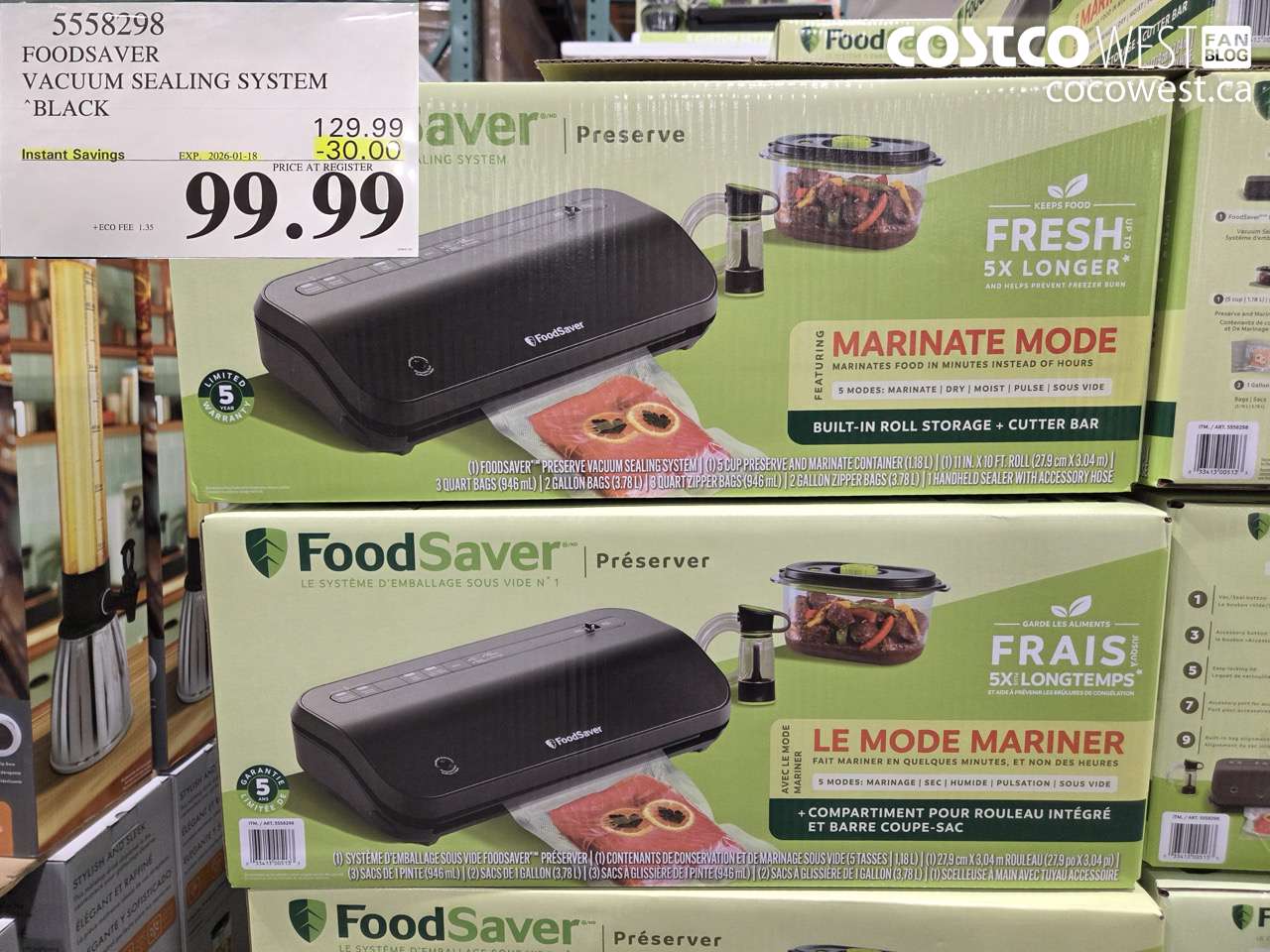 5558298 FOODSAVER VACUUM SEALING SYSTEM BLACK ($30.00 INSTANT SAVINGS EXPIRES ON 2026-01-18) $99.99