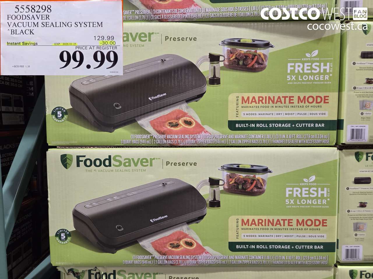 5558298 FOODSAVER VACUUM SEALING SYSTEM BLACK ($30.00 INSTANT SAVINGS EXPIRES ON 2026-01-25) $99.99
