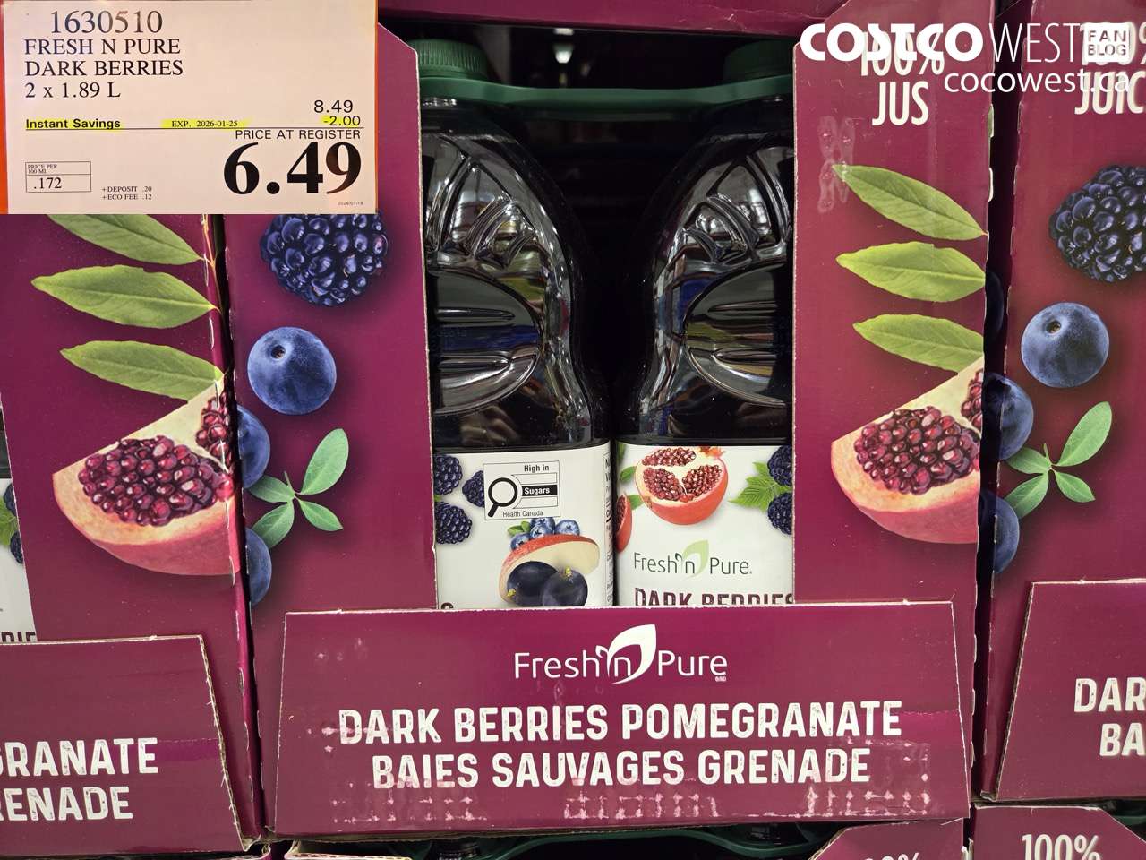 1630510 FRESH N PURE DARK BERRIES 2 x 1.89 L ($2.00 INSTANT SAVINGS EXPIRES ON 2026-01-25) $6.49
