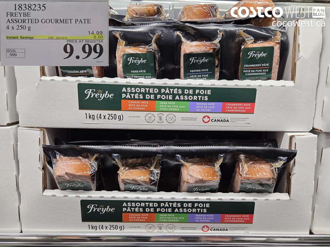 1838235 FREYBE ASSORTED GOURMET PATE 4 X 250G ($5.00 INSTANT SAVINGS EXPIRES ON 2026-02-01) $9.99