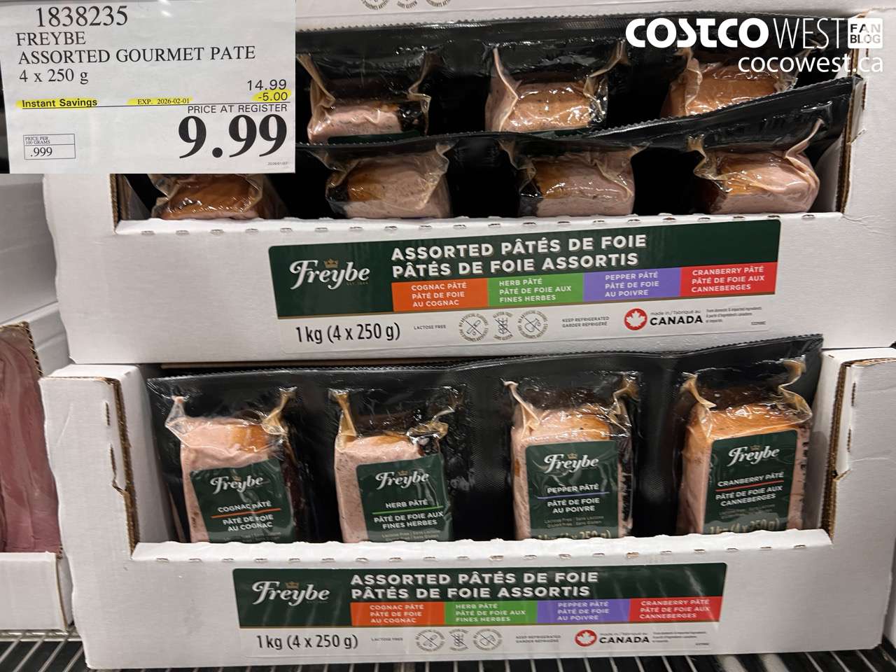 1838235 FREYBE ASSORTED GOURMET PATE 4 X 250G ($5.00 INSTANT SAVINGS EXPIRES ON 2026-02-01) $9.99