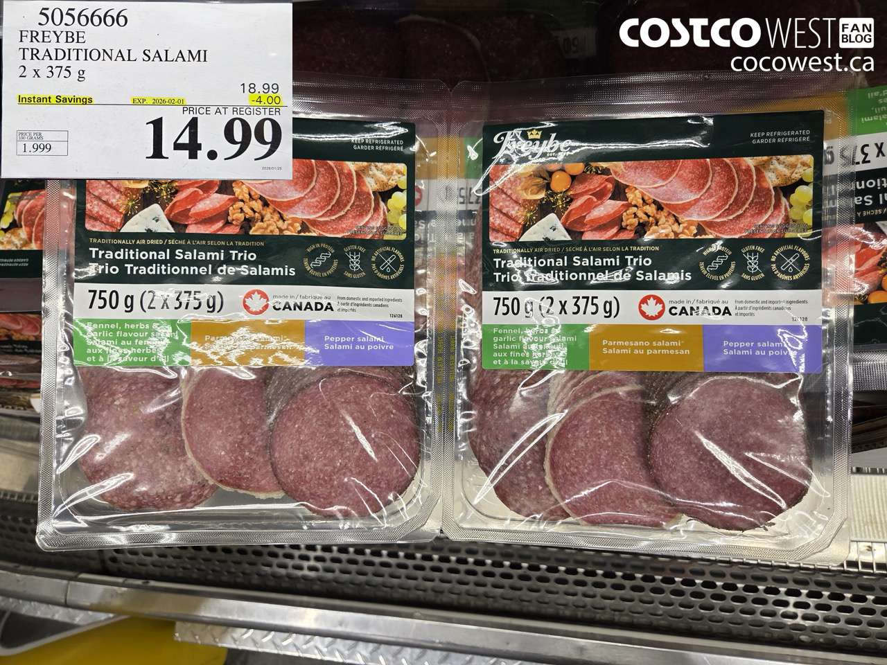 5056666 FREYBE TRADITIONAL SALAMI 2 X 375G ($4.00 INSTANT SAVINGS EXPIRES ON 2026-02-01) $14.99