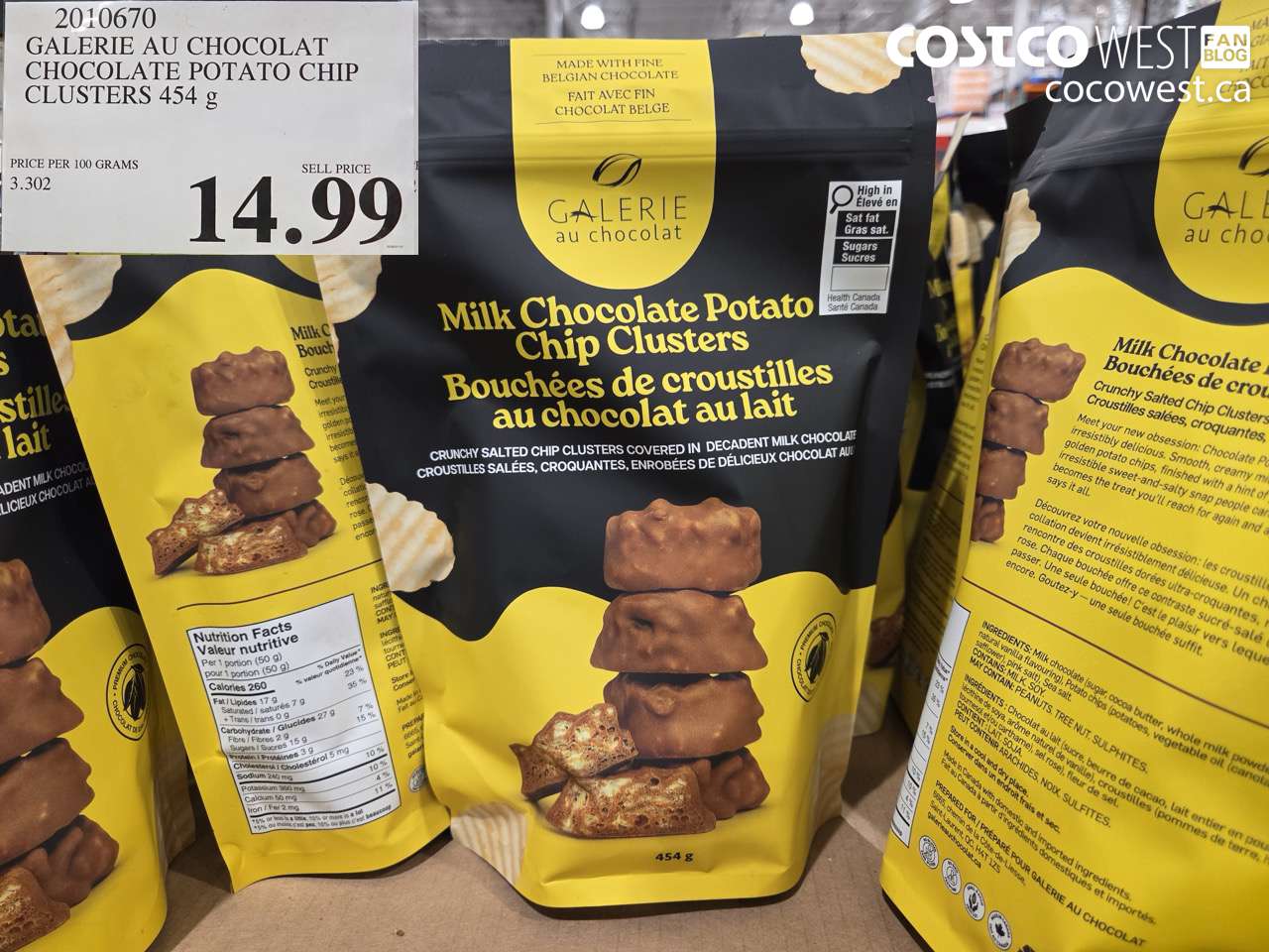 2010670 GALERIE AU CHOCOLAT CHOCOLATE POTATO CHIP CLUSTERS 454G $14.99