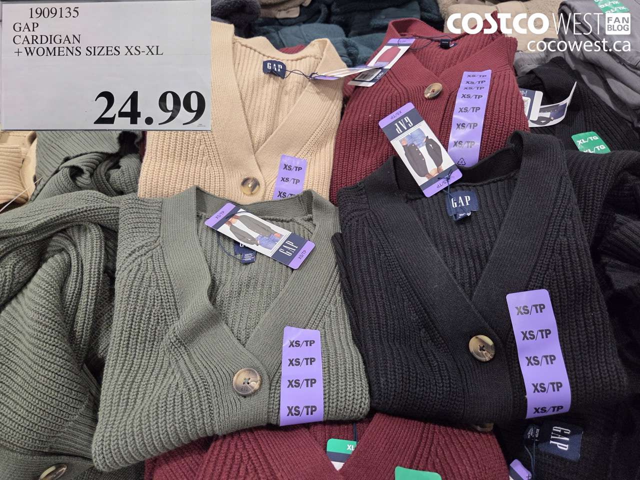 1909135 GAP CARDIGAN WOMENS SIES XS-XL $24.99