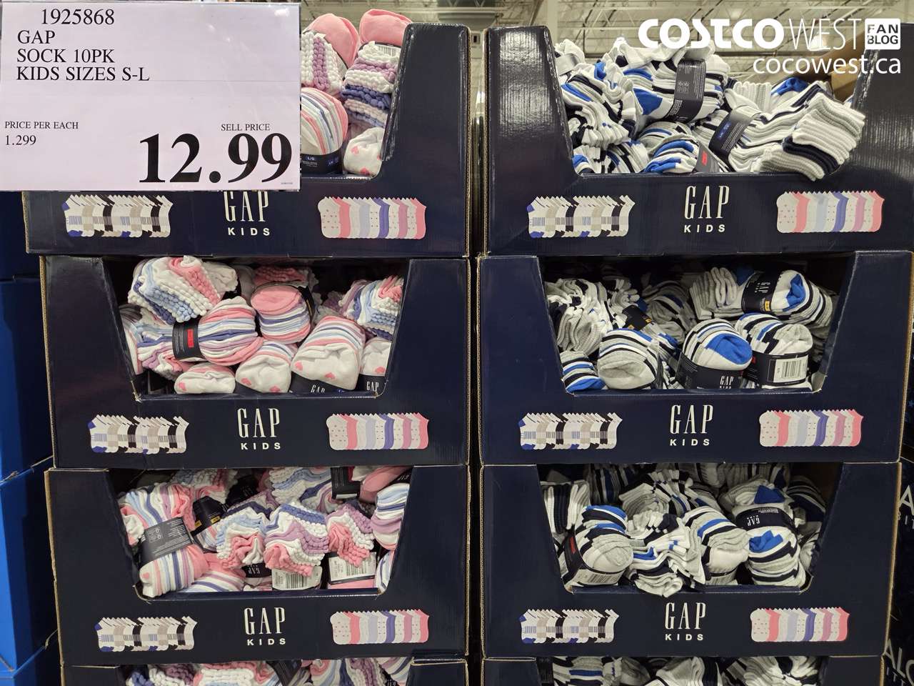 1925868 GAP SOCK 10PK KIDS SIZES S-L $12.99