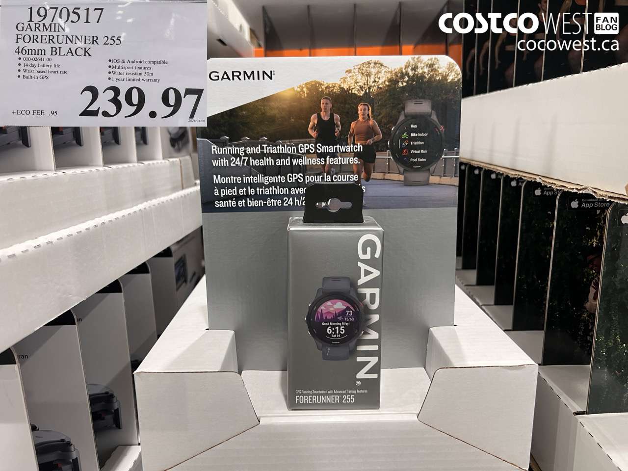 1970517 GARMIN FORERUNNER 255 46MM BLACK $239.97