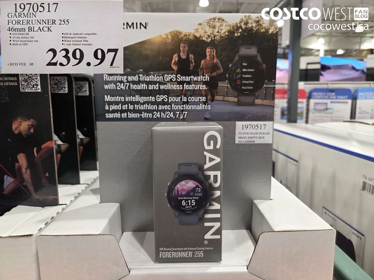 1970517 GARMIN FORERUNNER 255 46MM BLACK $239.97