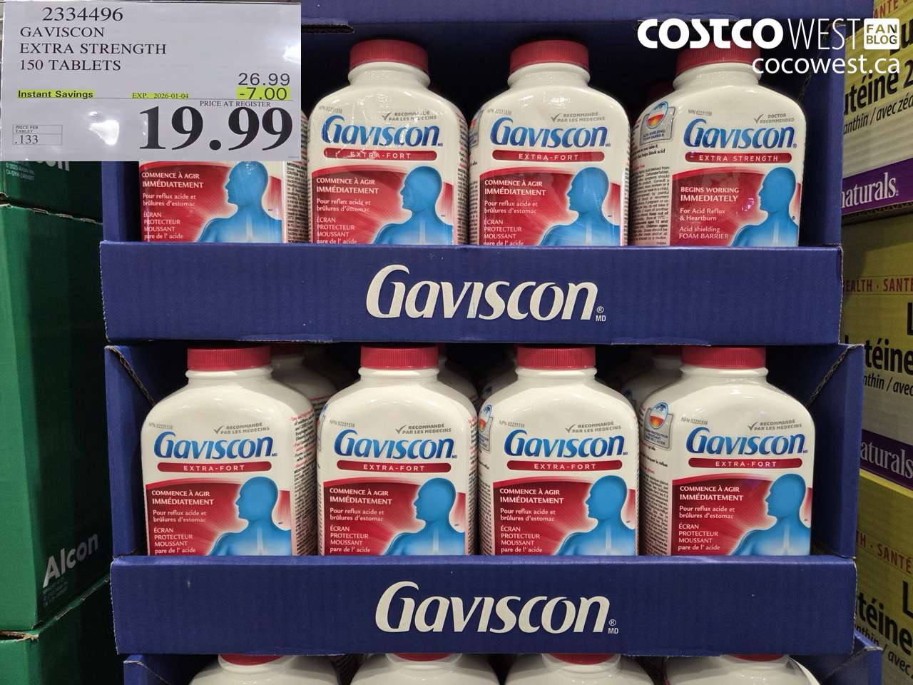 2334496 GAVISCON EXTRA STRENGTH 150 TABLETS ($7.00 INSTANT SAVINGS EXPIRES ON 2026-01-04) $19.99