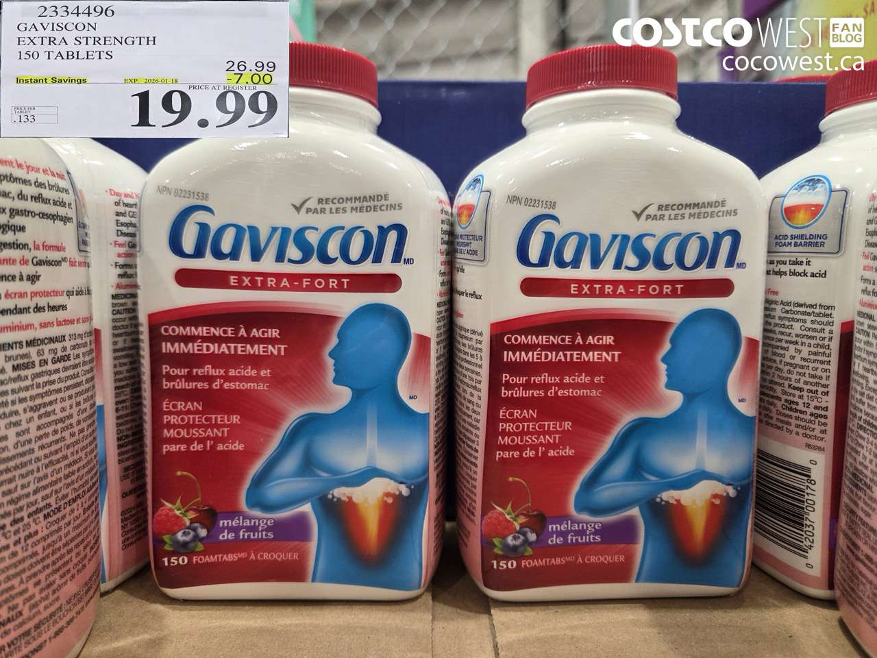 2334496 GAVISCON EXTRA STRENGTH 150 TABLETS ($7.00 INSTANT SAVINGS EXPIRES ON 2026-01-18) $19.99