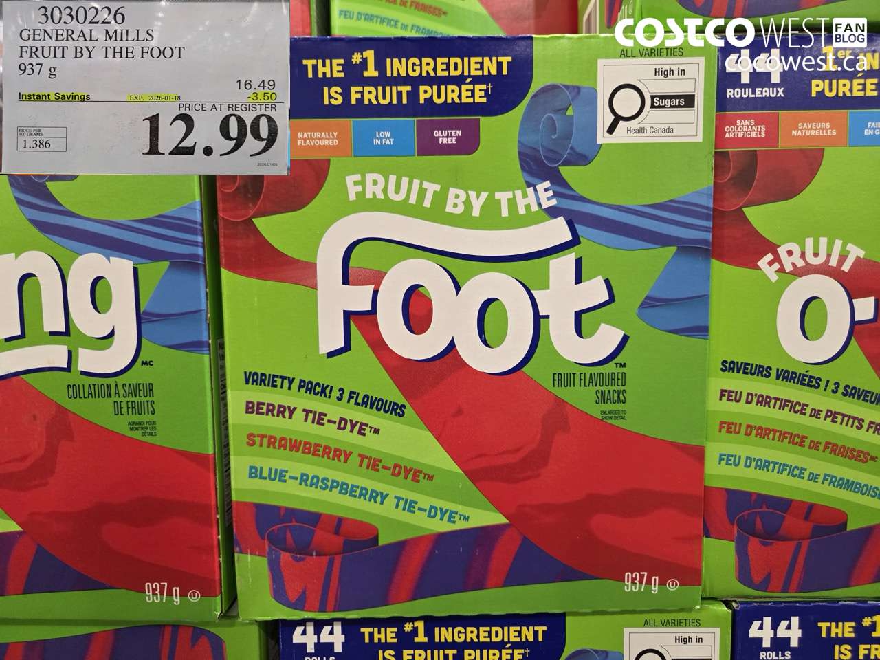 3030226 GENERAL MILLS FRUIT BY THE FOOT 937 g ($3.50 INSTANT SAVINGS EXPIRES ON 2026-01-18) $12.99