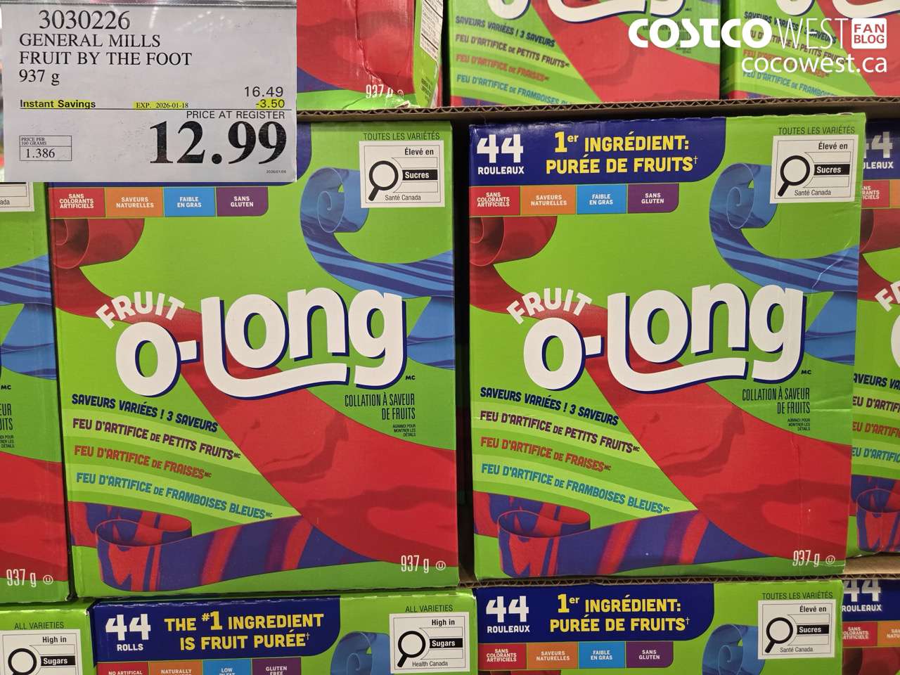 3030226 GENERAL MILLS FRUIT BY THE FOOT 937 g ($3.50 INSTANT SAVINGS EXPIRES ON 2026-01-18) $12.99