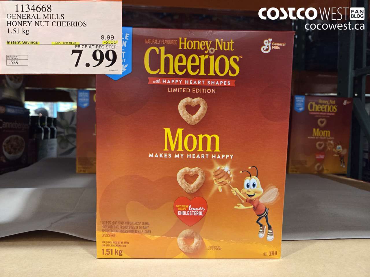 1134668 GENERAL MILLS HONEY NUT CHEERIOS 1.51 kg ($2.00 INSTANT SAVINGS EXPIRES ON 2026-01-25) $7.99