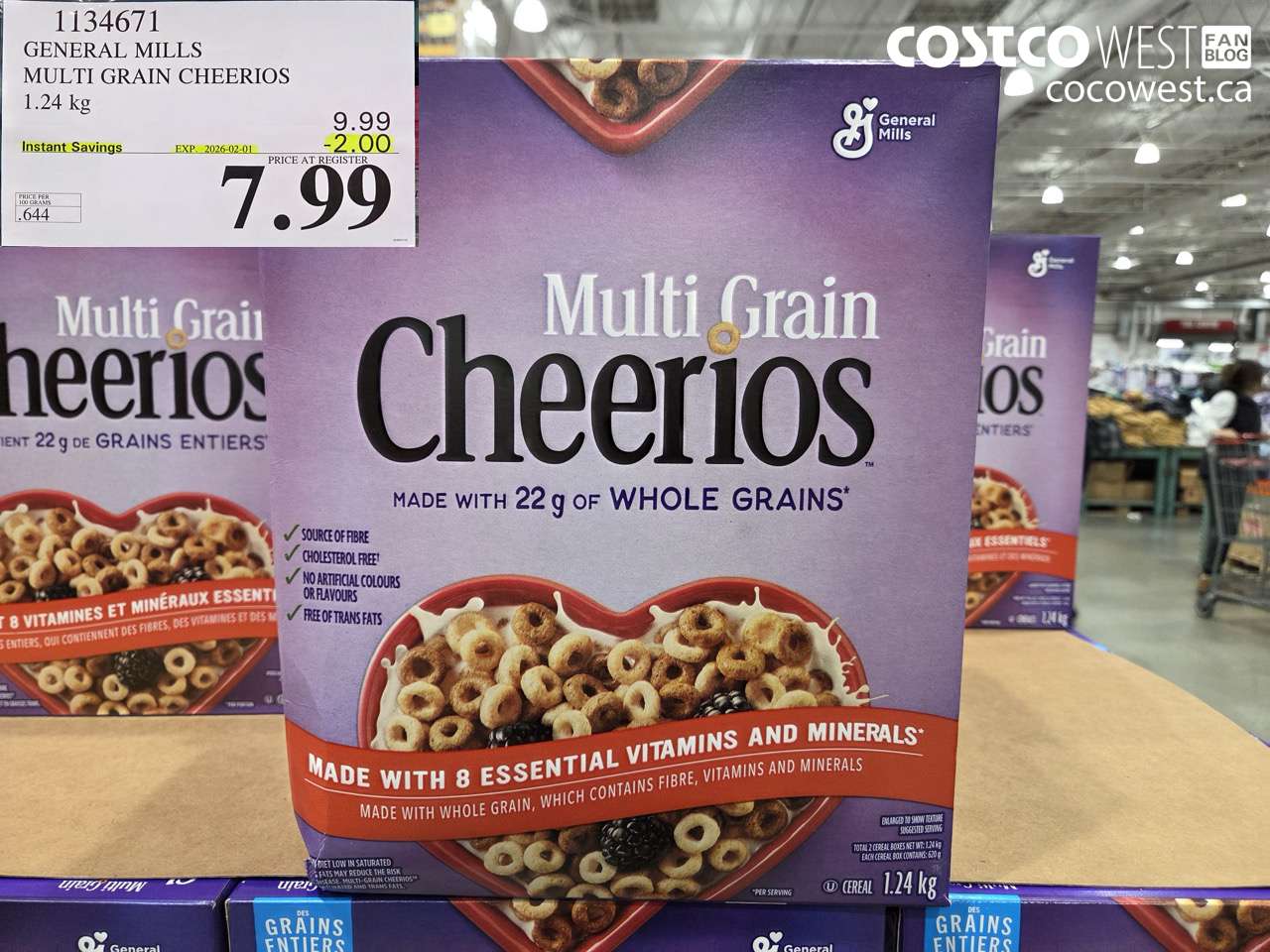 1134671 GENERAL MILLS MULTIGRAIN CHEERIOS 1.24 kg ($2.00 INSTANT SAVINGS EXPIRES ON 2026-02-01) $7.99