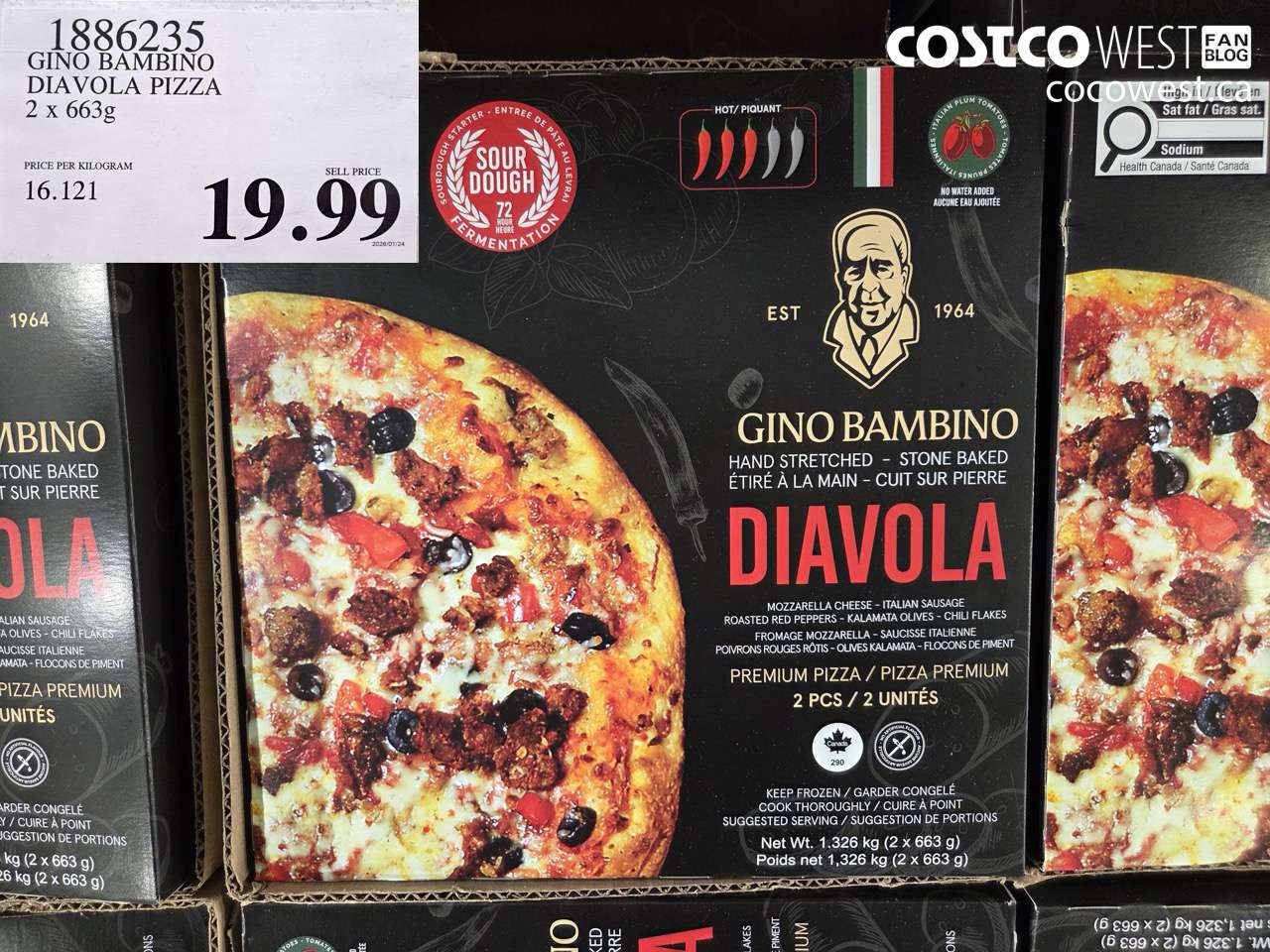 1886235 GINO BAMBINO DIAVOLA PIZZA 2 X 663G $19.99