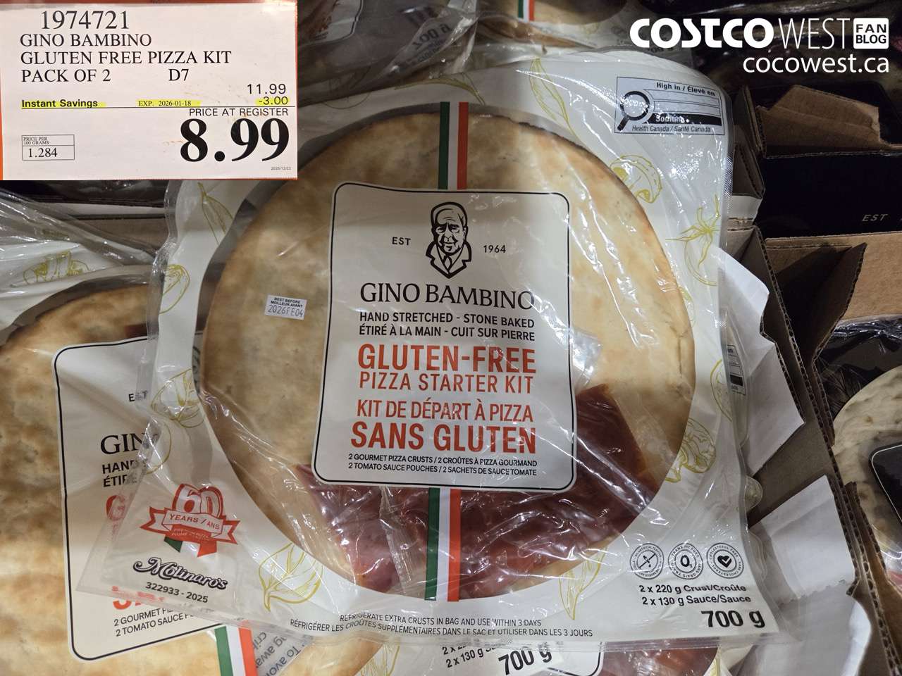 1974721 GINO BAMBINO GLUTEN FREE PIZZA KIT PACK OF 2 ($3.00 INSTANT SAVINGS EXPIRES ON 2026-01-18) $8.99