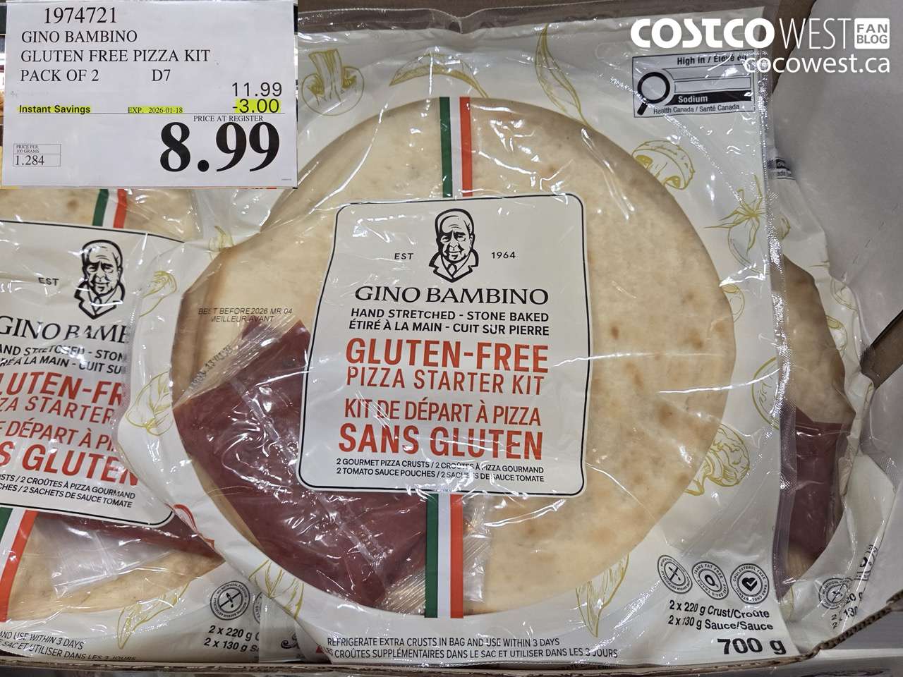 1974721 GINO BAMBINO GLUTEN FREE PIZZA KIT PACK OF 2 ($3.00 INSTANT SAVINGS EXPIRES ON 2026-01-18) $8.99