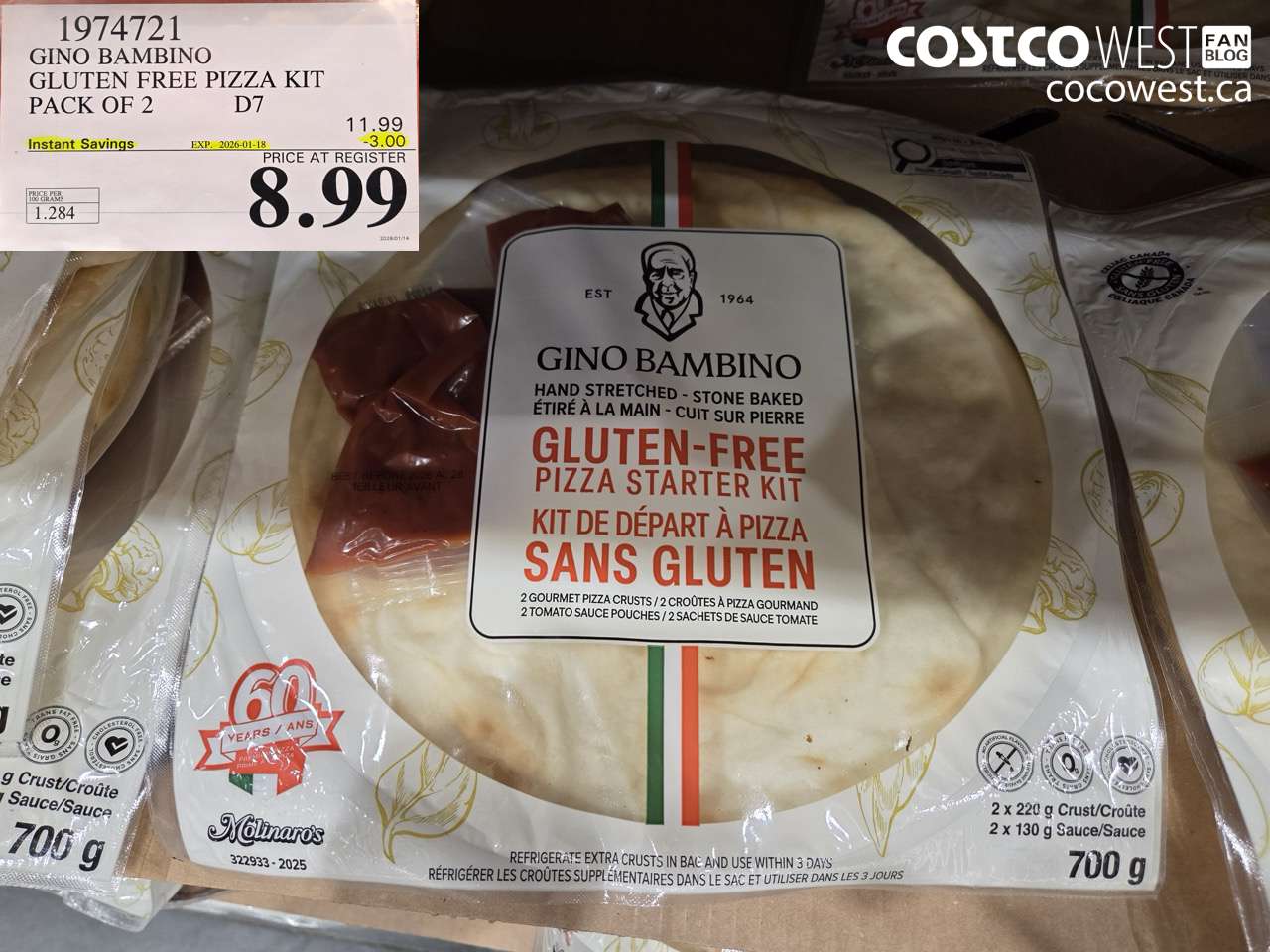 1974721 GINO BAMBINO GLUTEN FREE PIZZA KIT PACK OF 2 ($3.00 INSTANT SAVINGS EXPIRES ON 2026-01-18) $8.99