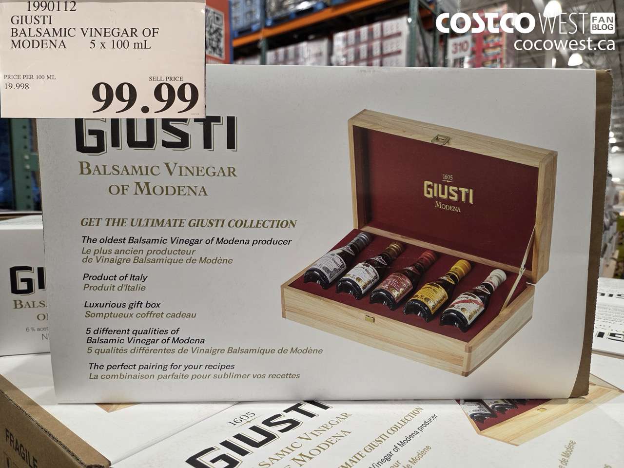 1990112 GIUSTI BALSAMIC VINEGAR OF MODENA 5 X 100ML $99.99