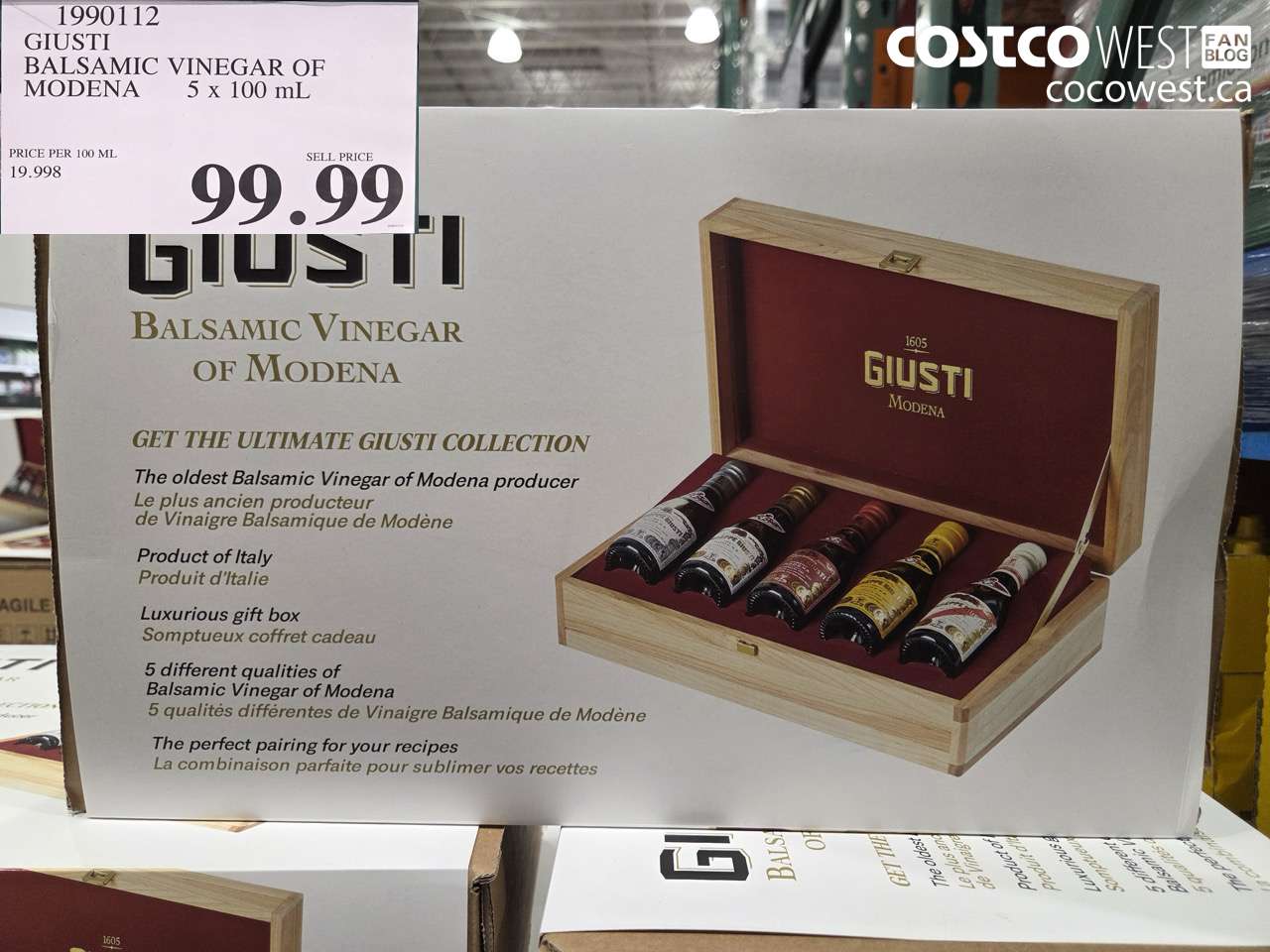 1990112 GIUSTI BALSAMIC VINEGAR OF MODENA 5 X 100ML $99.99