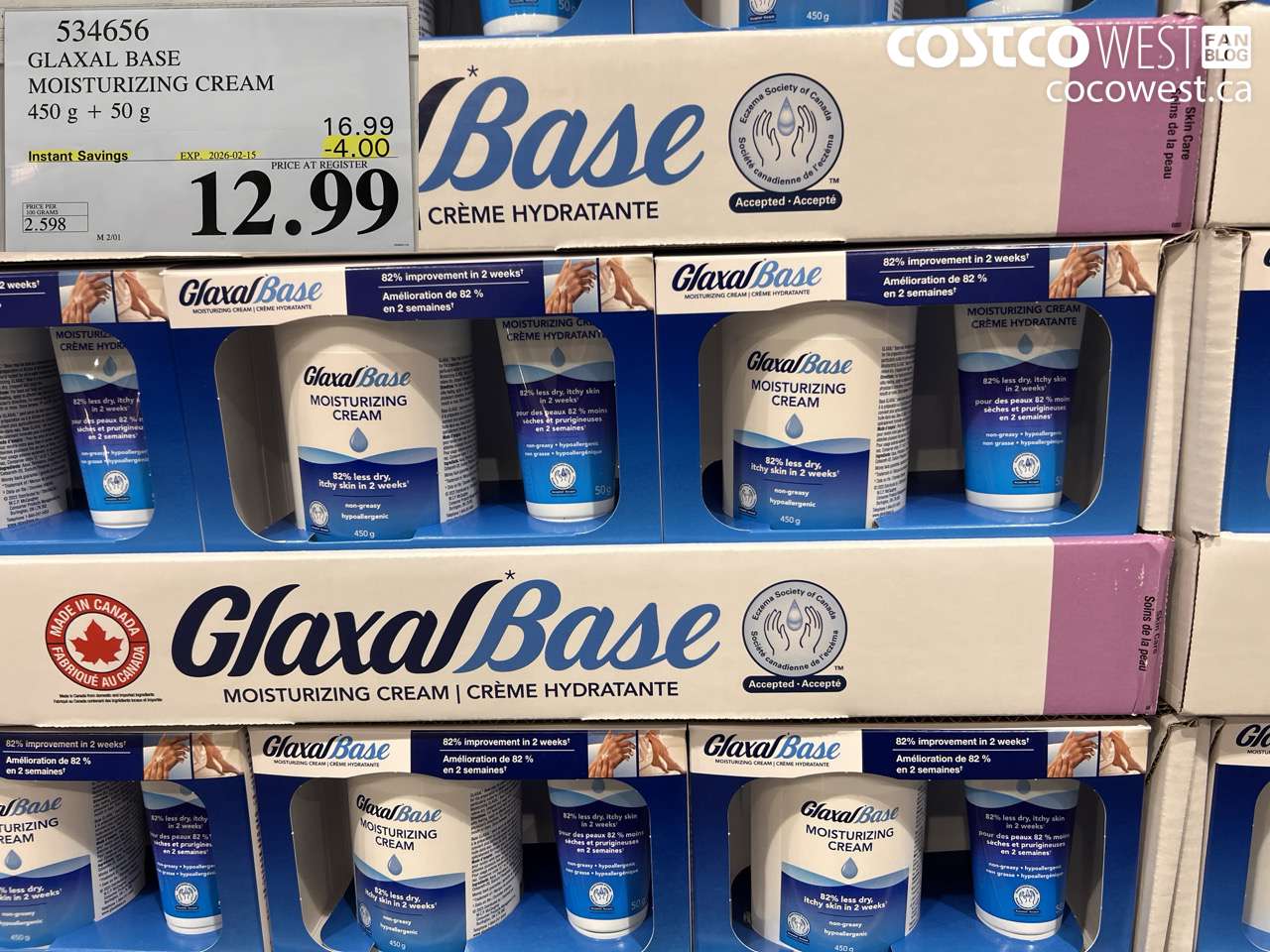 534656 GLAXAL BASE CREAM 450g + 50 g ($4.00 INSTANT SAVINGS EXPIRES ON 2026-02-15) $12.99