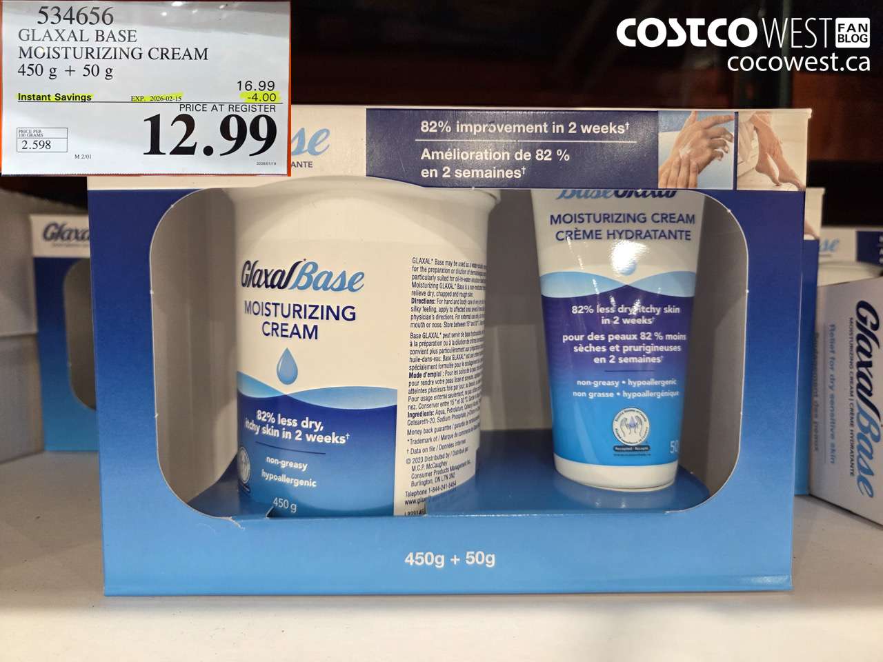 534656 GLAXAL BASE CREAM 450g + 50 g ($4.00 INSTANT SAVINGS EXPIRES ON 2026-02-15) $12.99