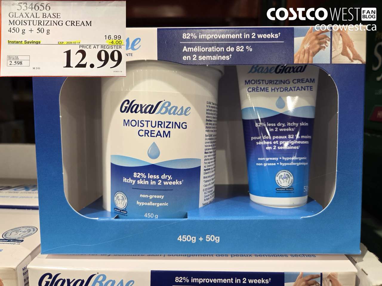 534656 GLAXAL BASE CREAM 450g + 50 g ($4.00 INSTANT SAVINGS EXPIRES ON 2026-02-15) $12.99