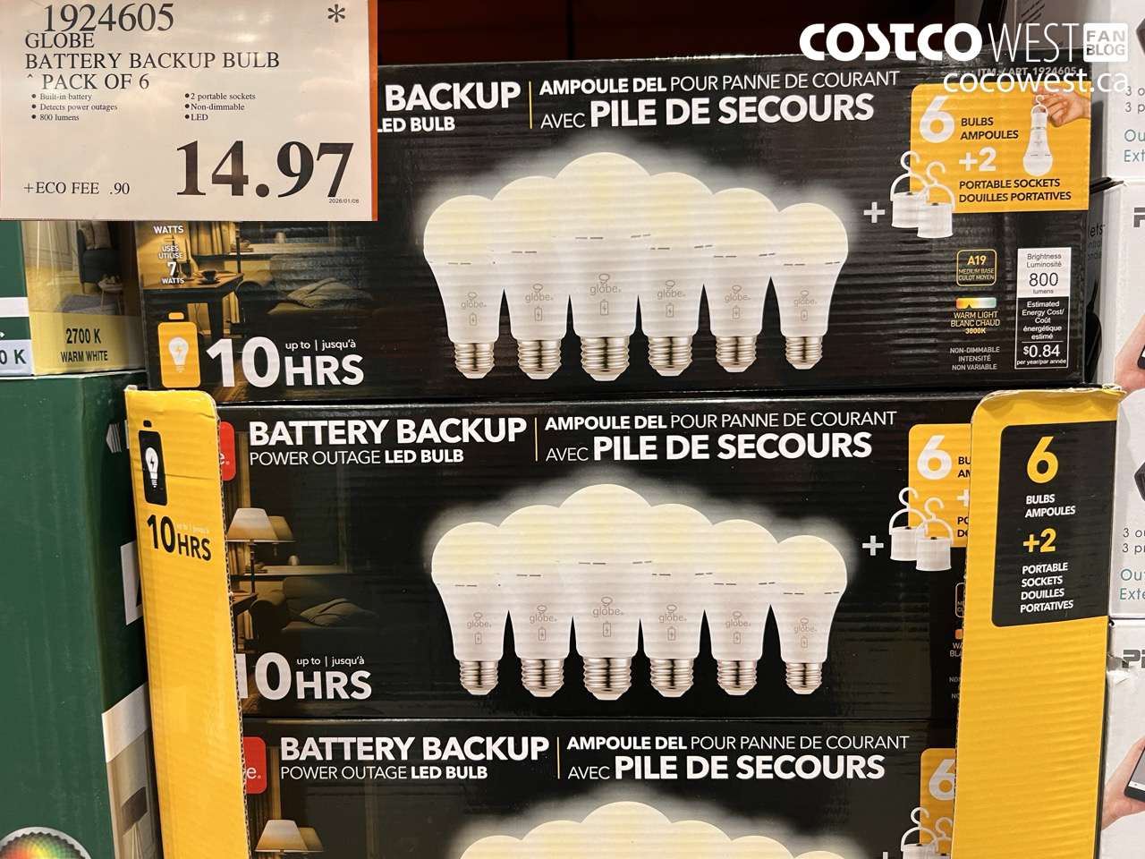 1924605 GLOBE BATTERY BACKUP BULB PACK OF 6 $14.97