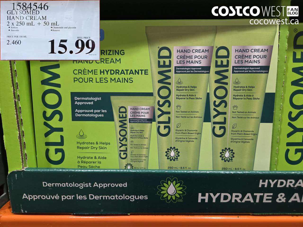 1584546 GLYSOMED HAND CREAM 2 x 250 mL + 50 mL  $15.99