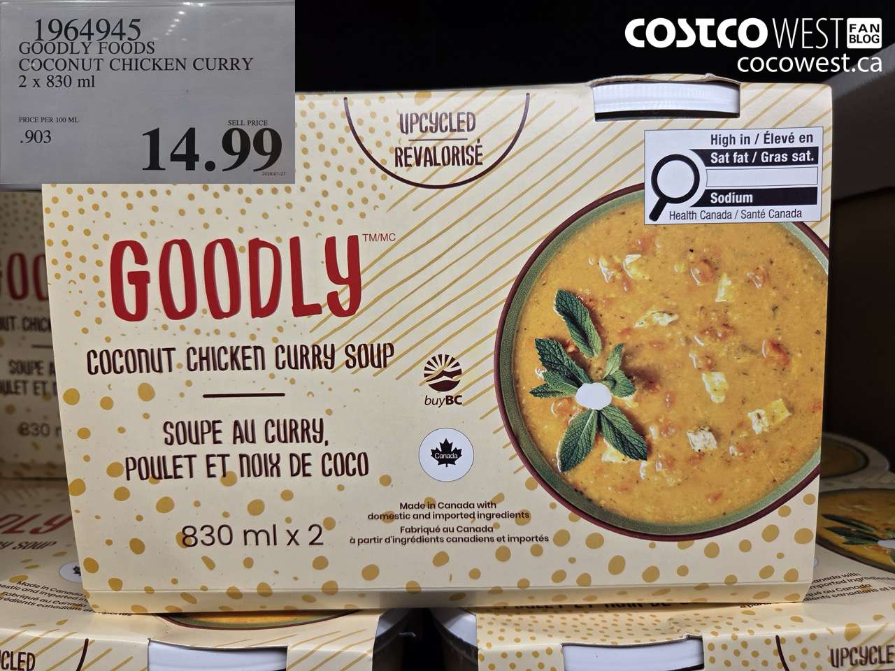 1964945 GOODLY FOODS COCONUT CHICKEN CURRY 2 X 830ML $14.99