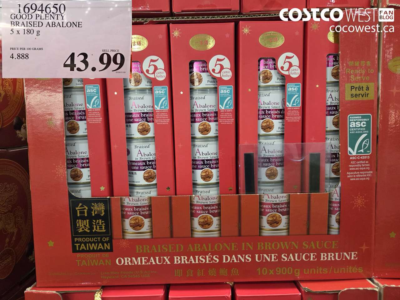 1694650 GOOD PLENTY BRAISED ABALONE 5 X 180G $43.99