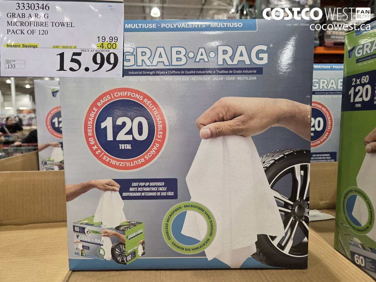 3330346 GRAB A RAG MICROFIBRE TOWEL PACK OF 120 ($4.00 INSTANT SAVINGS EXPIRES ON 2026-01-18) $15.99