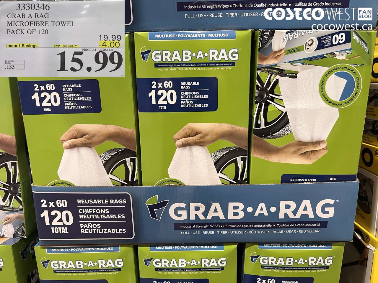 3330346 GRAB A RAG MICROFIBRE TOWEL PACK OF 120 ($4.00 INSTANT SAVINGS EXPIRES ON 2026-01-25) $15.99