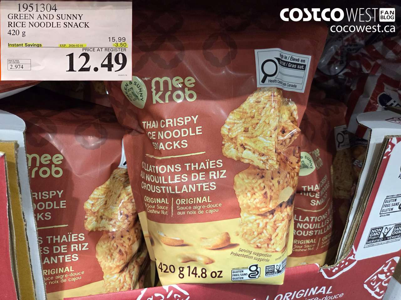 1951304 GREEN AND SUNNY RICE NOODLE SNACK 420G ($3.50 INSTANT SAVINGS EXPIRES ON 2026-02-01) $12.49